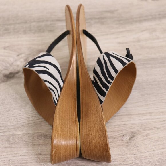 Niccolo Vacari Zebra Print Sandal Women’s 9.5 Suede Leather Made in Italy Wedge - Picture 7 of 14
